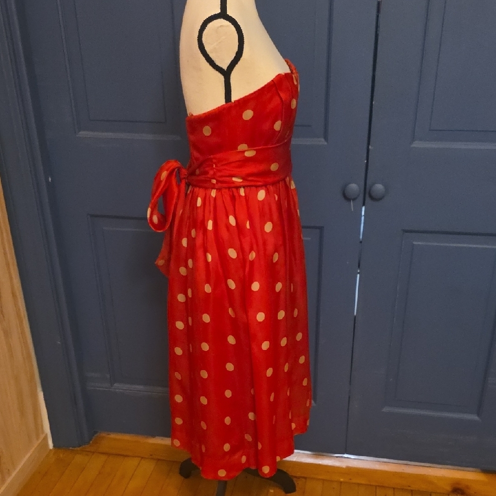 Buy 2 Get 1 FreeRARE Vintage Sample J. Crew Strapless Silk Organza Polka Dot 4 6 - Picture 2 of 16